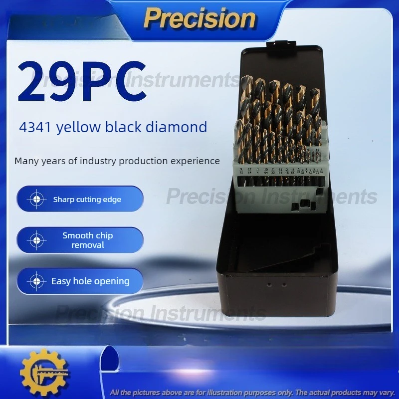 2026 29pcs Twist Drill Bit Set for Electric Drill HSS Steel Hole Making and Expansion Tool Kit with Durable Black Yellow