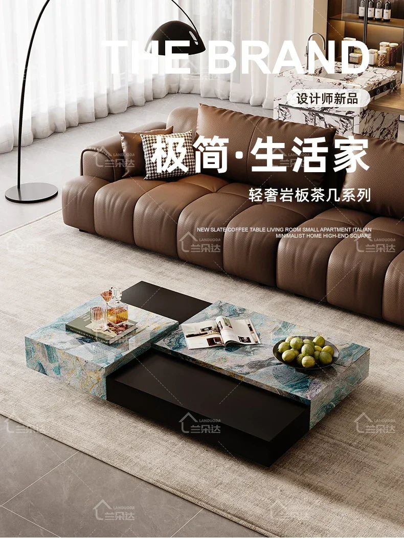Rock slab coffee table Italian light luxury minimalist high-end feeling Symphony secret realm coffee table