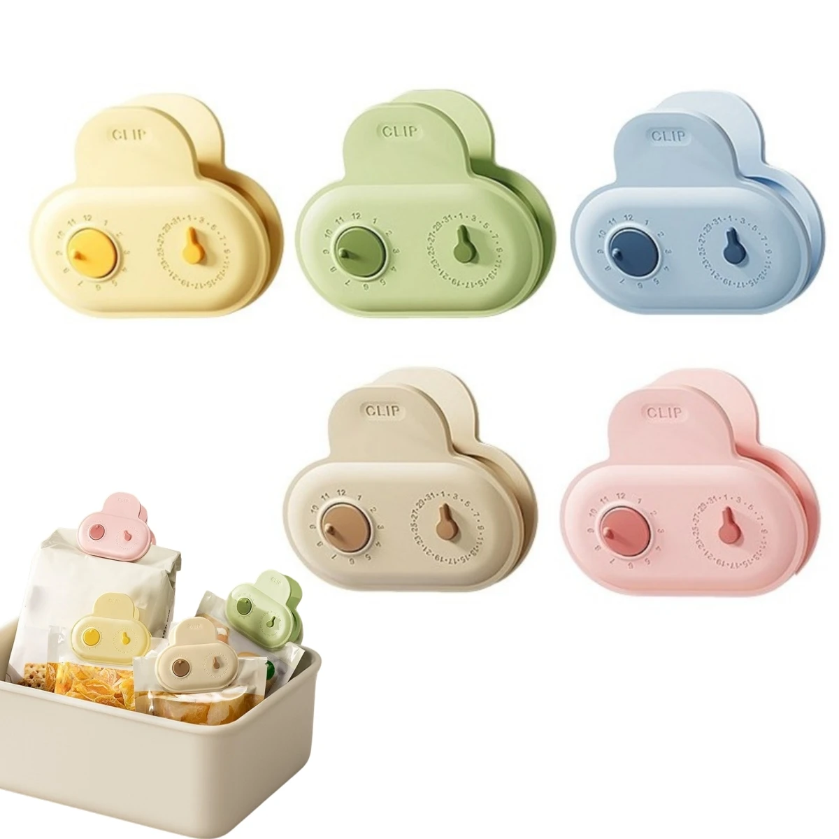 Refrigerator Magnetic Clips Set of 5 for Sealing Food Bags and Date Tracking Designed with Strong Magnetic Back for Kitchen Use