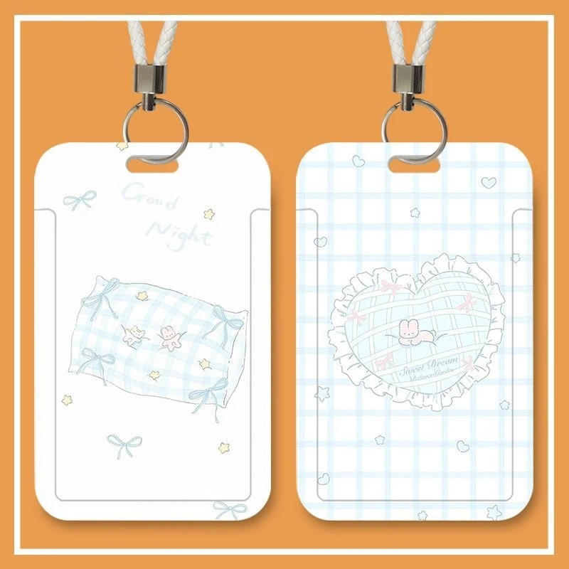 Blu simpatico cartone animato Kpop Idol Card raccogli organizzatore portachiavi di cancelleria maniche per foto portachiavi porta badge da donna ciondolo con cordino