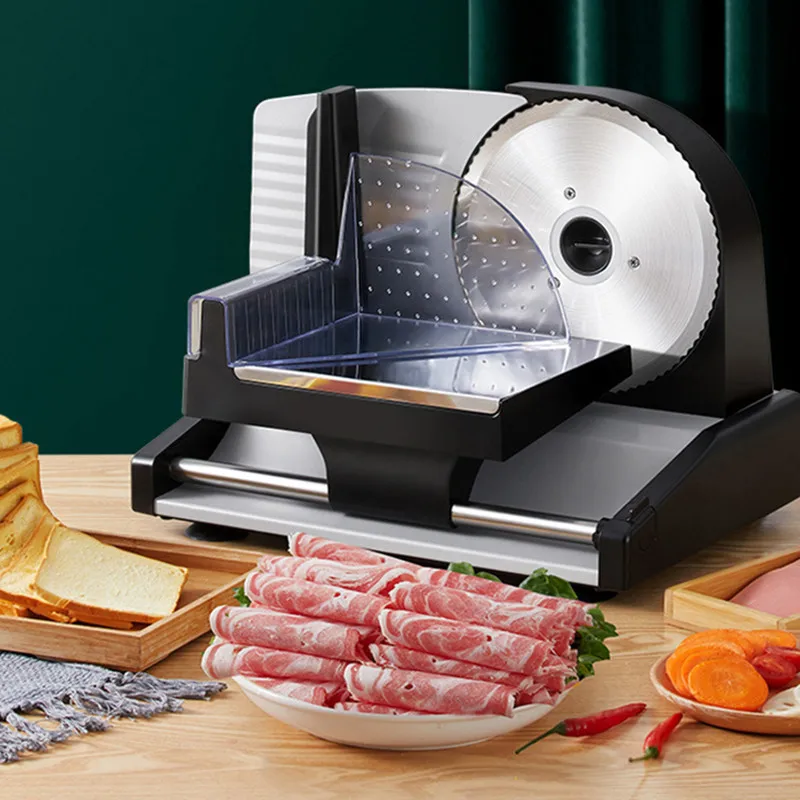 110V 220V Electric Slicer Meat Fruit Mutton Ham Bread Toast Cutter Stainless Steel Blade 1-15mm Thickness Adjustable