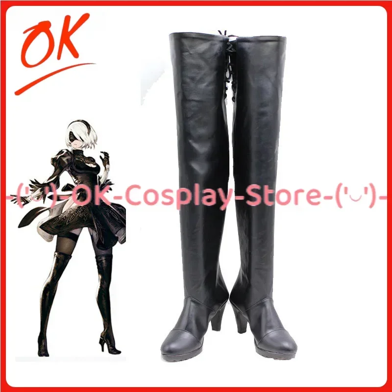 [Personalizado] NieR:Automata 2B, zapatos de Cosplay, juego de Anime, disfraz de juego de rol, accesorios, Halloween, Carnaval, fiesta, botas de cuero PU