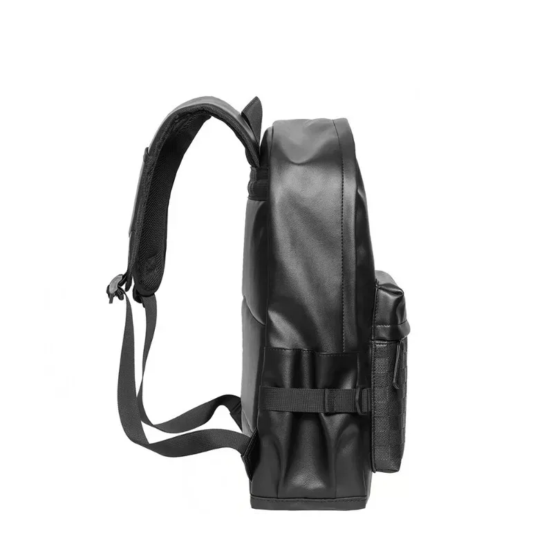 حقيبة ظهر فاخرة منقوشة مخططة للرجال تصميم عصري حقيبة ظهر للرجال سعة كبيرة 15.5 بوصة حقائب كمبيوتر محمول حقائب مدرسية من جلد البولي يوريثان الناعم