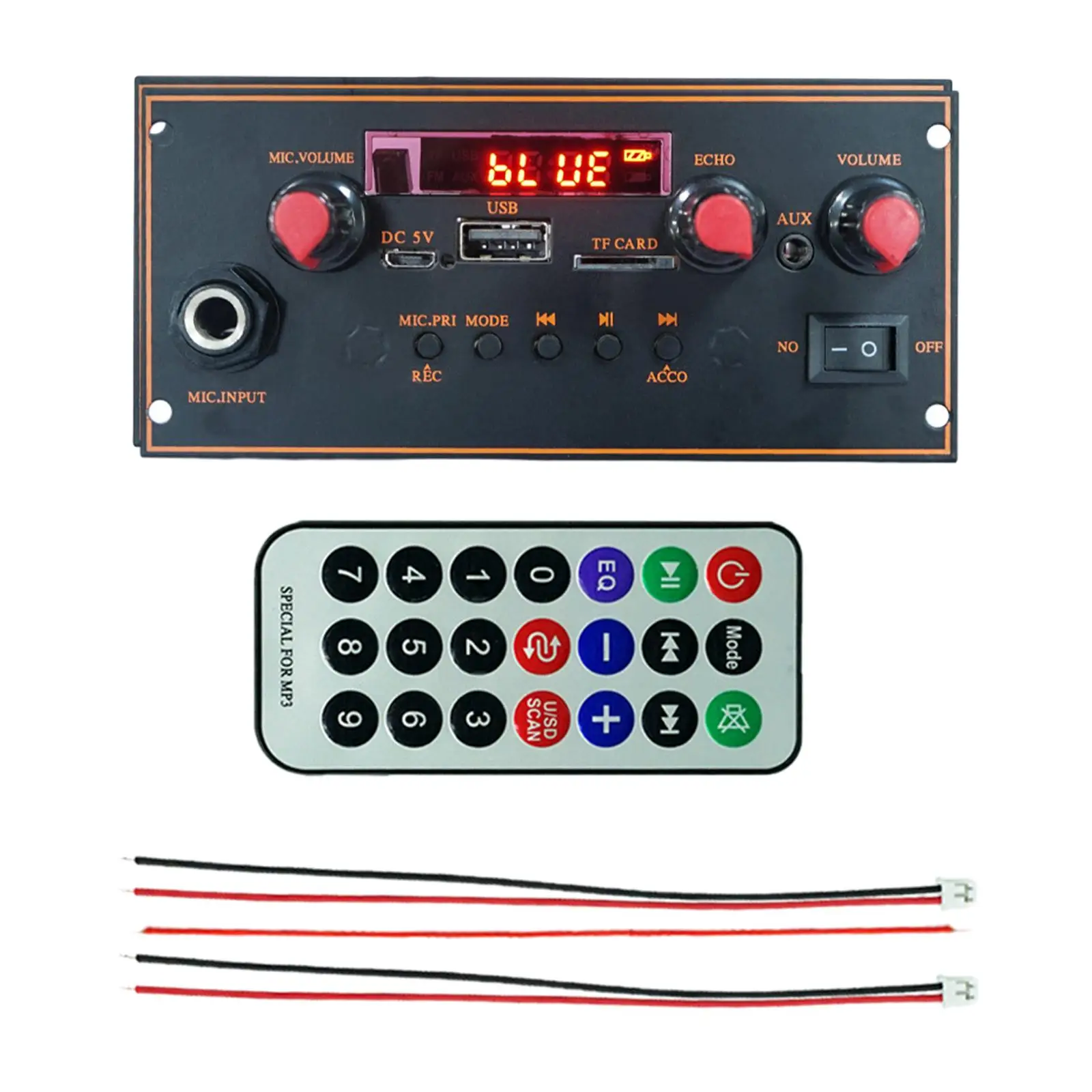 MP3 Decoder Board Car Audio USB AUX TF FM Radio Bluetooth Remote Control Module with Display Screen Recording