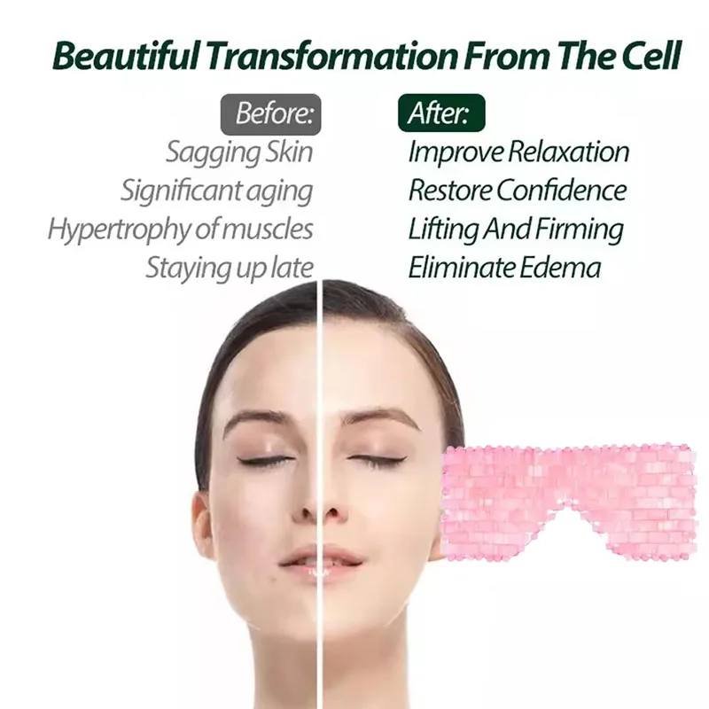 

Маска для глаз из розового кварца и нефрита, натуральная охлаждающая маска для массажа, релаксации, ухода за кожей, спа-процедур и сна, нефритовая маска для сна.