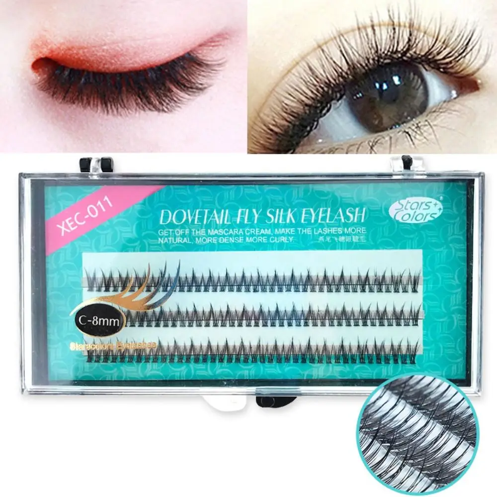 120 Bundles/Box Natural Fan Eyelashes Fish Tail Silk False Eye Lashes C Curl Dovetail Fly Eyelash Extension Eye Makeup Tools