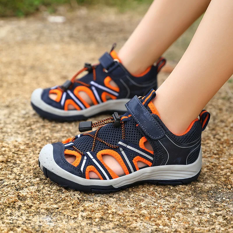 Zapatos con montura para niños, sandalias para exteriores, antideslizantes, suela suave, informales, novedad de verano