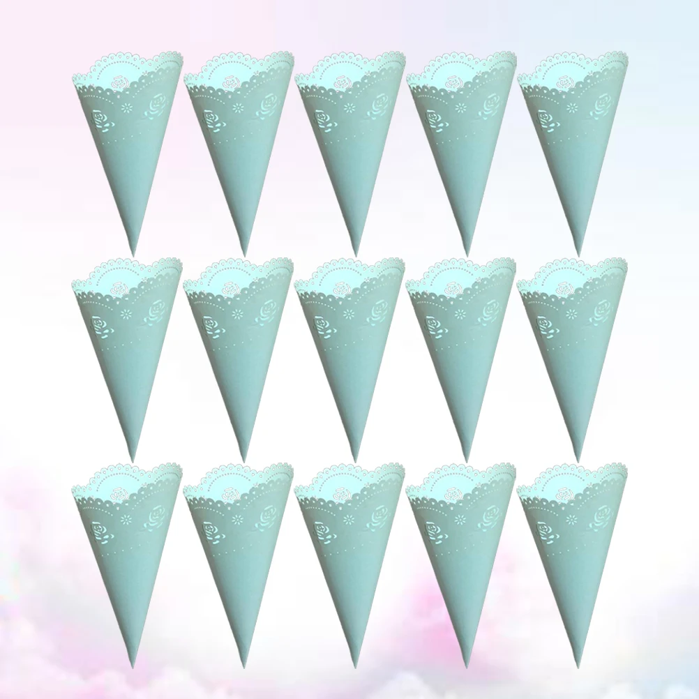 

20pcs Paper Confetti Holders Craft Petal Cones Foldable DIY Decorations Wedding Party Hollow Rose Sprinkled Xmas Trees Art