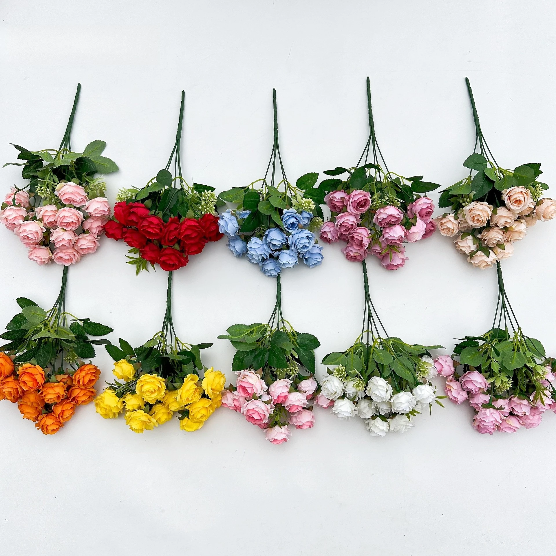 15 Köpfe Künstliche Seidenrosen Brautstrauß für Heim, Hochzeit, Blumenarrangement, Garten, Künstliche Blumen, DIY-Geschenk, Deko – Detail 5