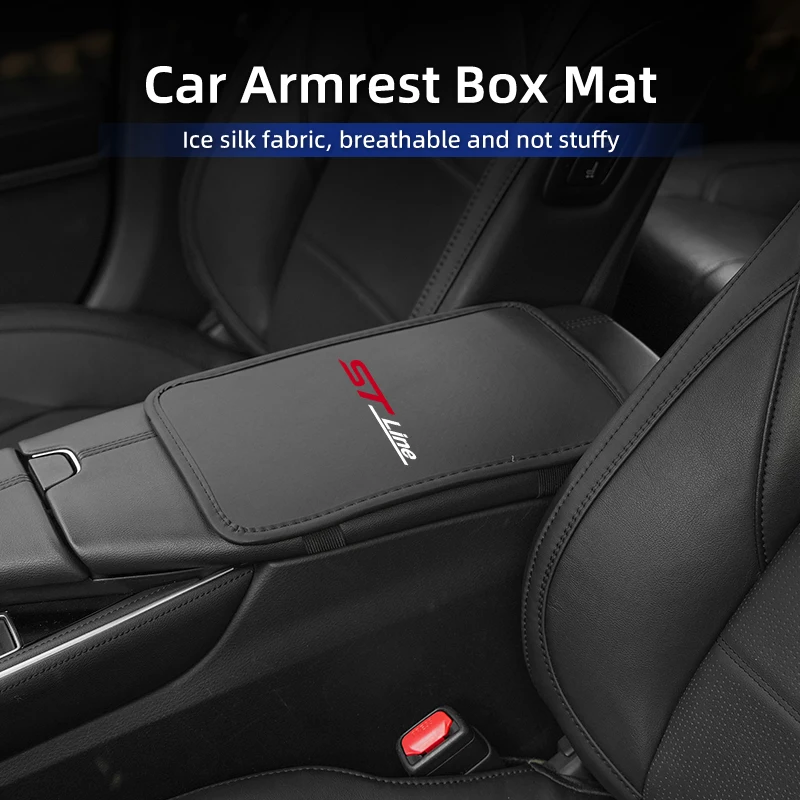 Car Armrest Box Pad Center Console Arm Rest Mat Auto Interior Accessories For Ford ST Mustang Explorer Focus Fiesta EDGE F150