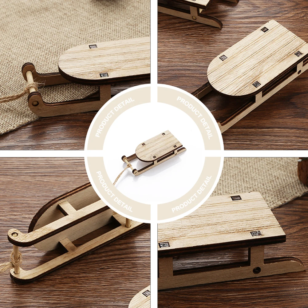 

5Pcs Wooden Tabletop Ornament Christmas Tabletop Sleigh Decor Decor Mini Sleigh Home Office Festive HighQuality