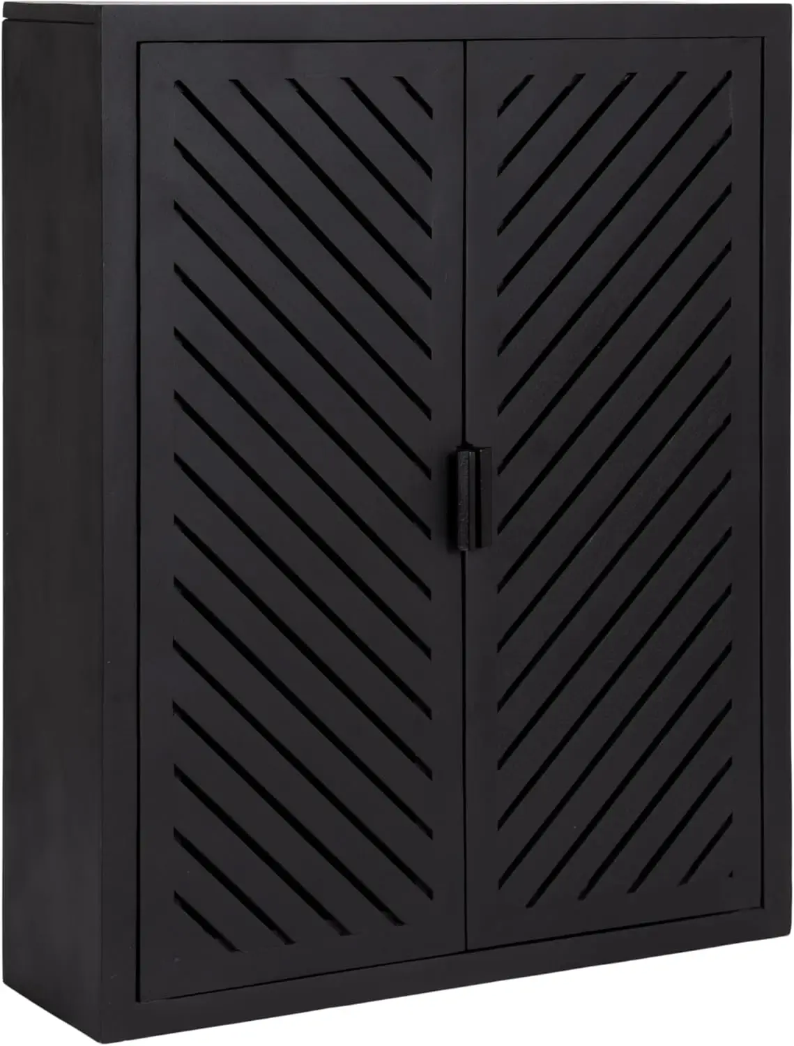 Kate And Laurel Mezzeta Decorative Modern Two-Door Floating Bathroom Cabinet, 22 X 7 X 28, Black, Decorative Over Toilet