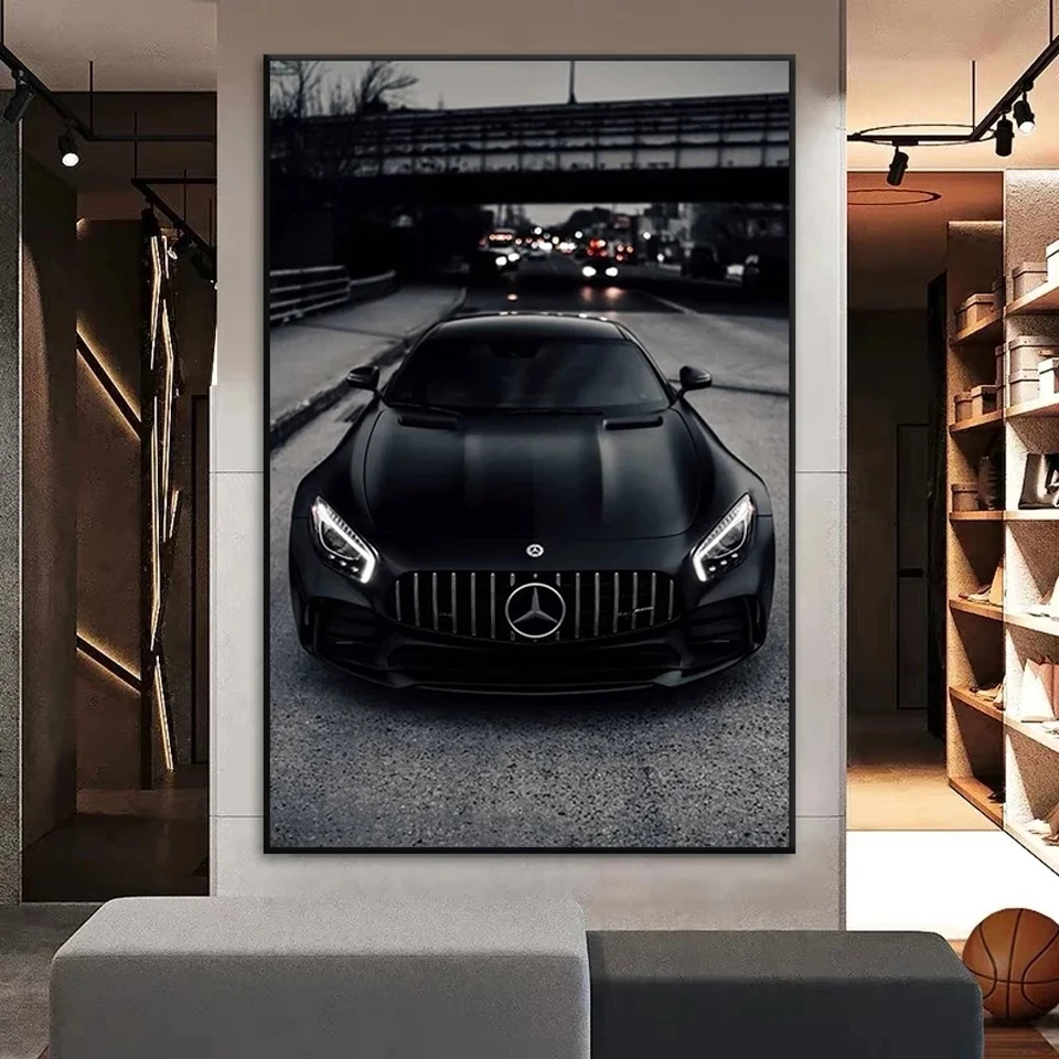Pittura diamante 5D fai da te Nero di lusso Auto sportiva Paesaggio Diamante Ricamo Mosaico Immagine di strass Art Punto croce