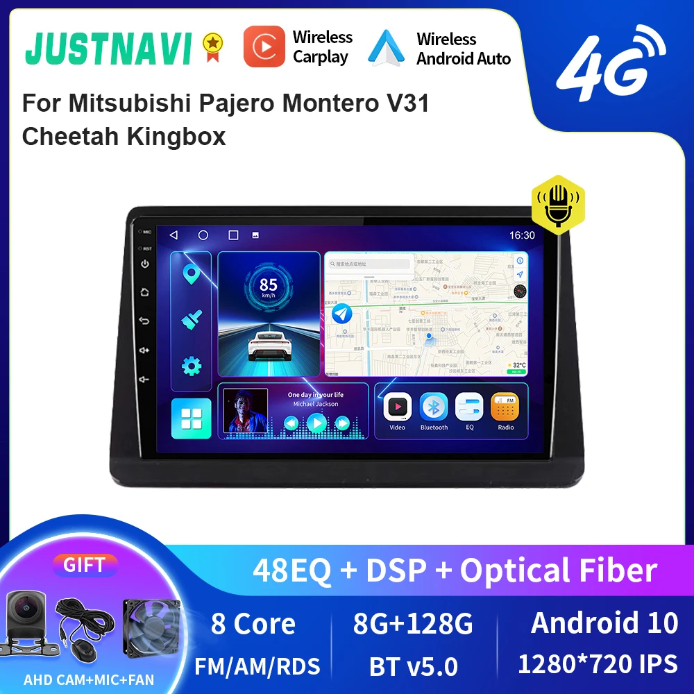 

JUSTNAVI QT10 Android Car Radio For Mitsubishi Pajero Montero V31 Cheetah Kingbox Video Player Carplay GPS Navi Head Unit