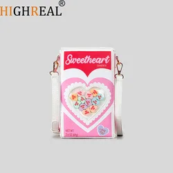 Fashion Love Hearts Pattern Women Shoulder Bags Cute Box Crossbody Bag Funny Novelty Small Phone Purses Lovely Gifts for Girls