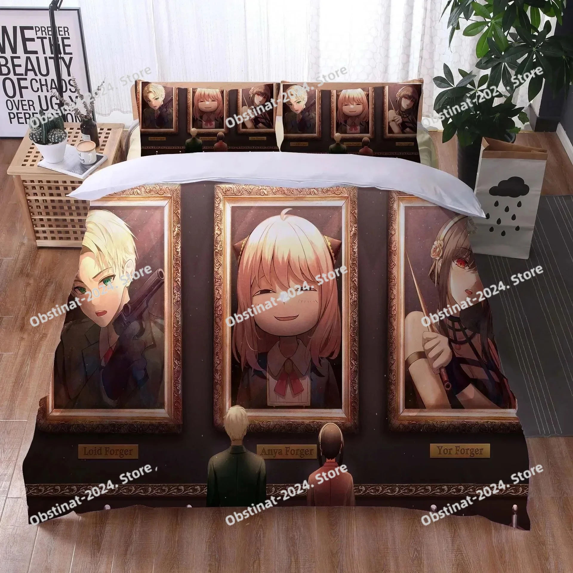 

Anime Spy Family Anya Bedding Set Printed Duvet Cover Pillowcase Single Double Style Queen King Size Sets Kids Adult