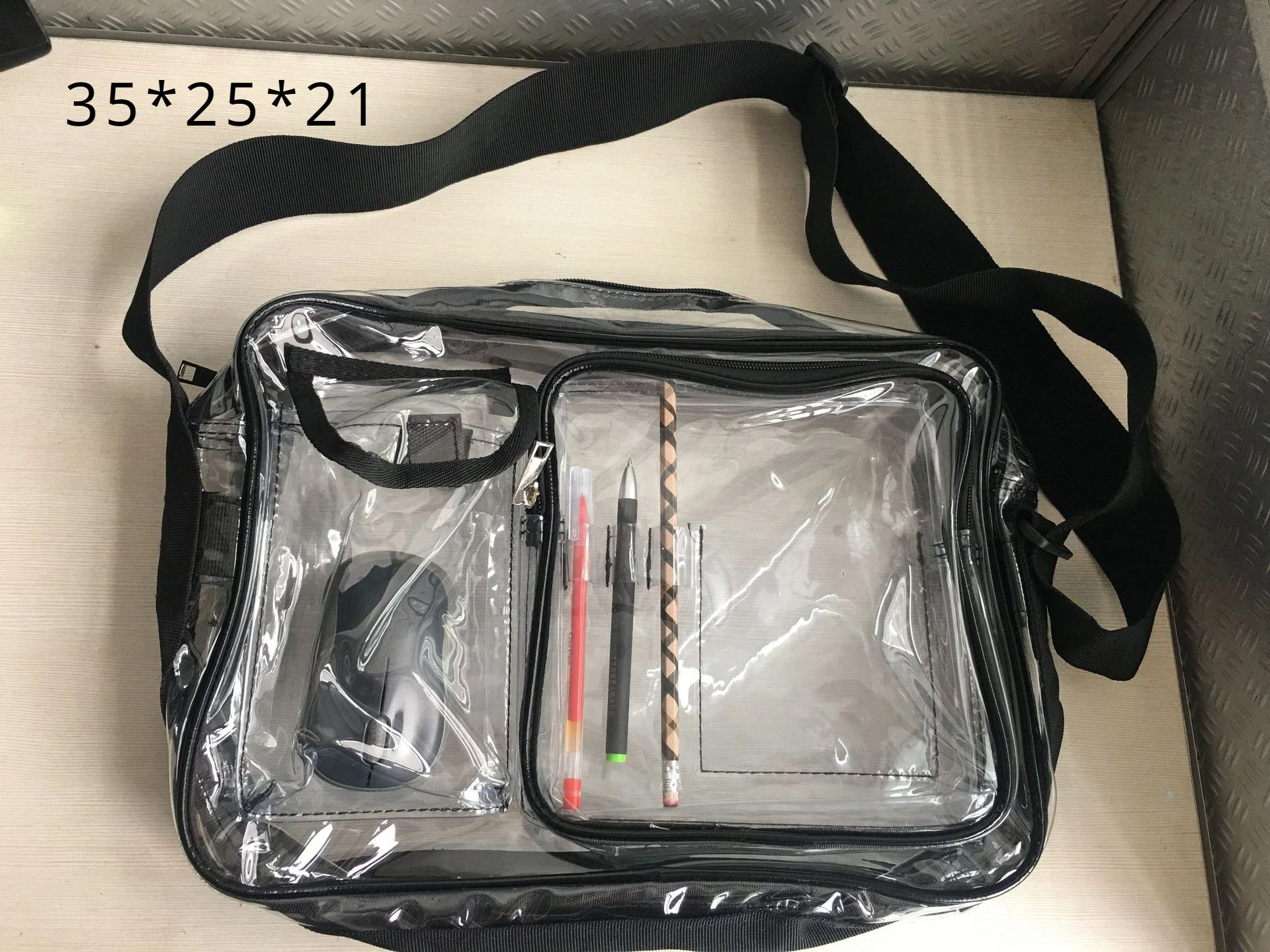 14 Inch 35*25*21 Transparent PVC Double Bag Slung Dustless Computer Bag