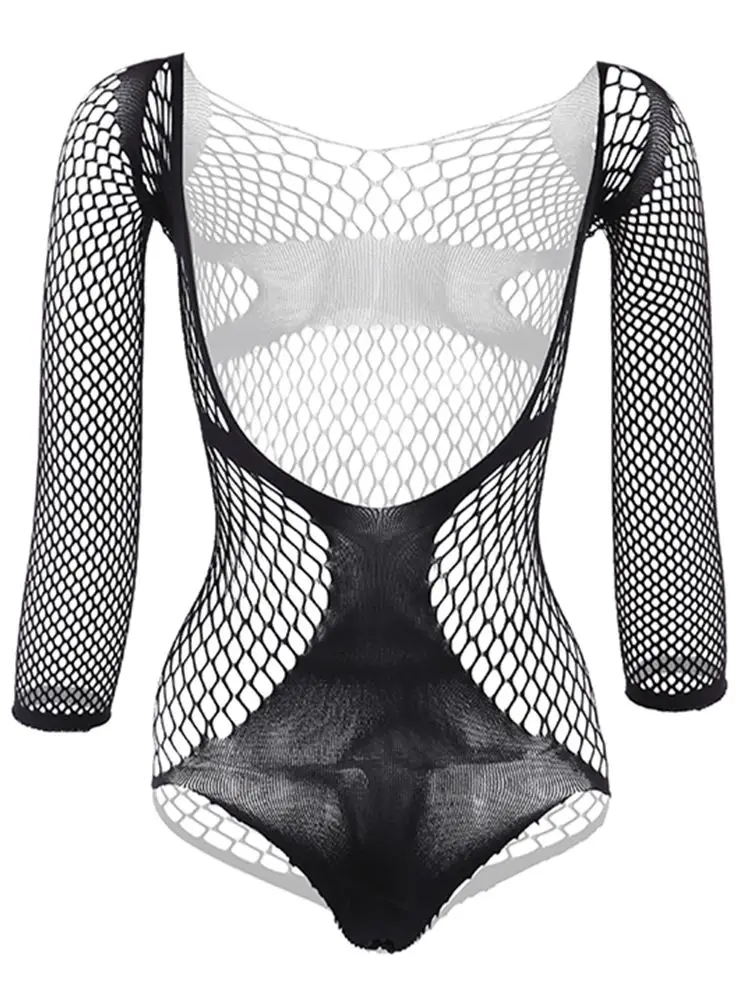 Open Bra Women Sexy Bodysuit Lingerie Mesh Teddy One Piece Babydoll Nightwear Sheer Fishnet Leotard Bodysuit Hollow Out Tank Top