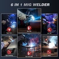 ARCCAPTAIN Semi-Automatic MIG Welder 6 in 1 MIG Gas MAG Lift TIG Stick Spool Gun Spot Welding Machine Soldering Aluminum Welder
