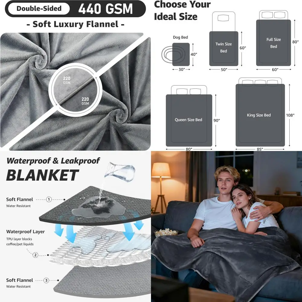 

Водонепроницаемое одеяло для кровати: двустороннее мягкое фланелевое одеяло королевского размера 85 x 108 дюймов, водонепроницаемые одеяла для собак для больших собак, Sp