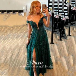 Women Evening Dress Shiny Elegant Guest Wedding Dress Party Evening Elegant Luxury Celebrity Green customized Prom Ball Gowns