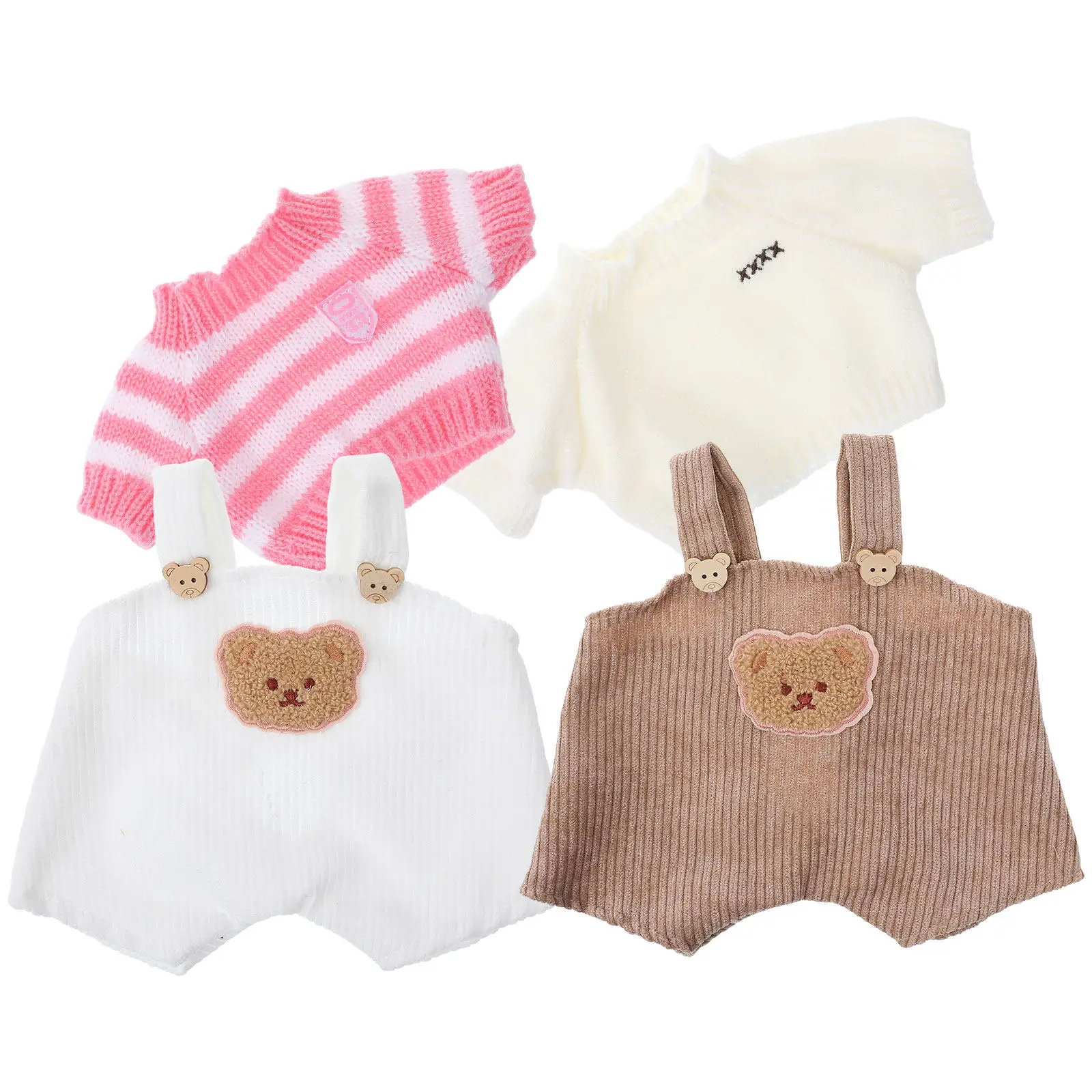 Ensemble de 2 vêtements pour ours en peluche de 30 cm, tenue mignonne, pull, pantalon à bretelles, ensemble de vêtements pour se déguiser, costume d'animal -