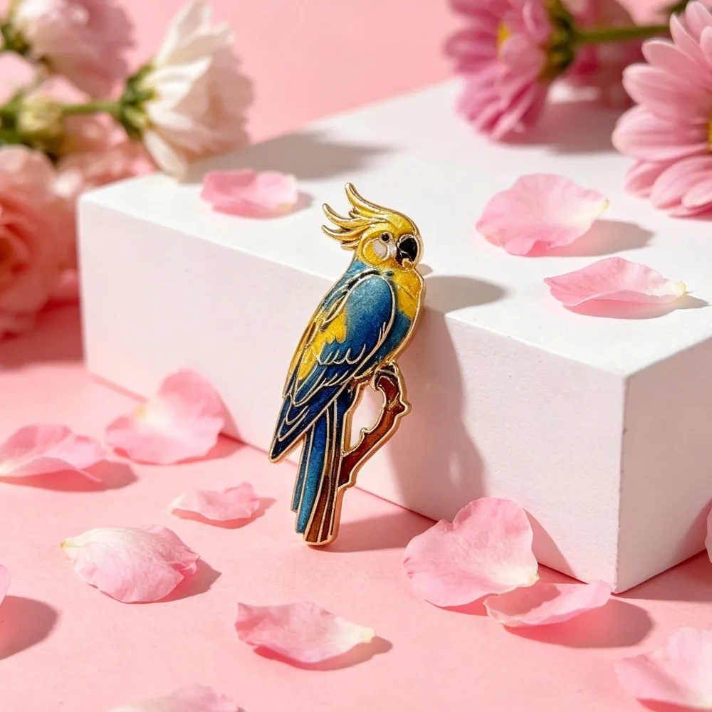 Vintage Mehrfarbige Emaille-Papageien-Brosche Set, Niedliche Tropische Vogel-Anstecknadel, Naturästhetisches Accessoire für Frauen – Detail 2