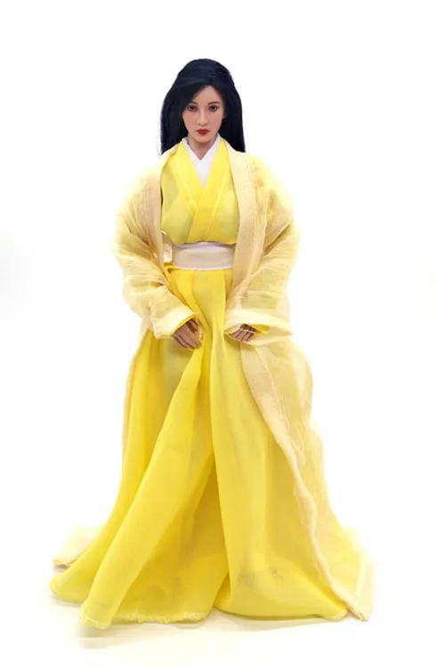 

1/6 Female Soldier Yellow Rocking Long Skirt Suitable for Steel Bone Large Chest Wrapped with Rubber Body