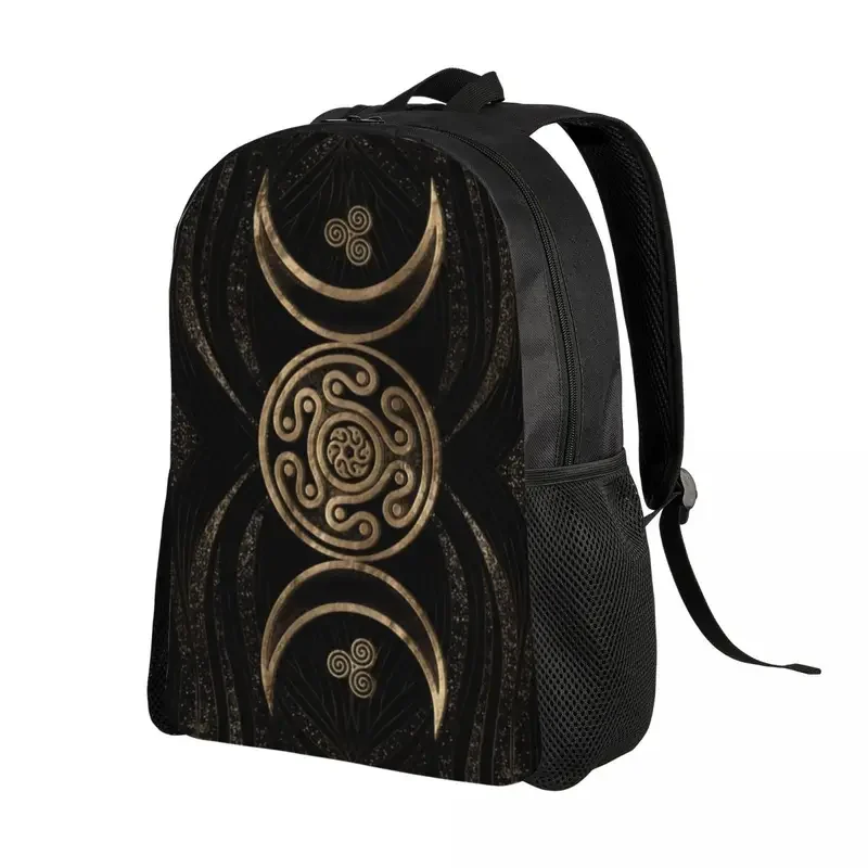 Custom Hecate Wheel Triple Moon Goddess Backpack  Waterproof College School Goth Pentagram Witch Witchcraft Bag Printing Bookbag