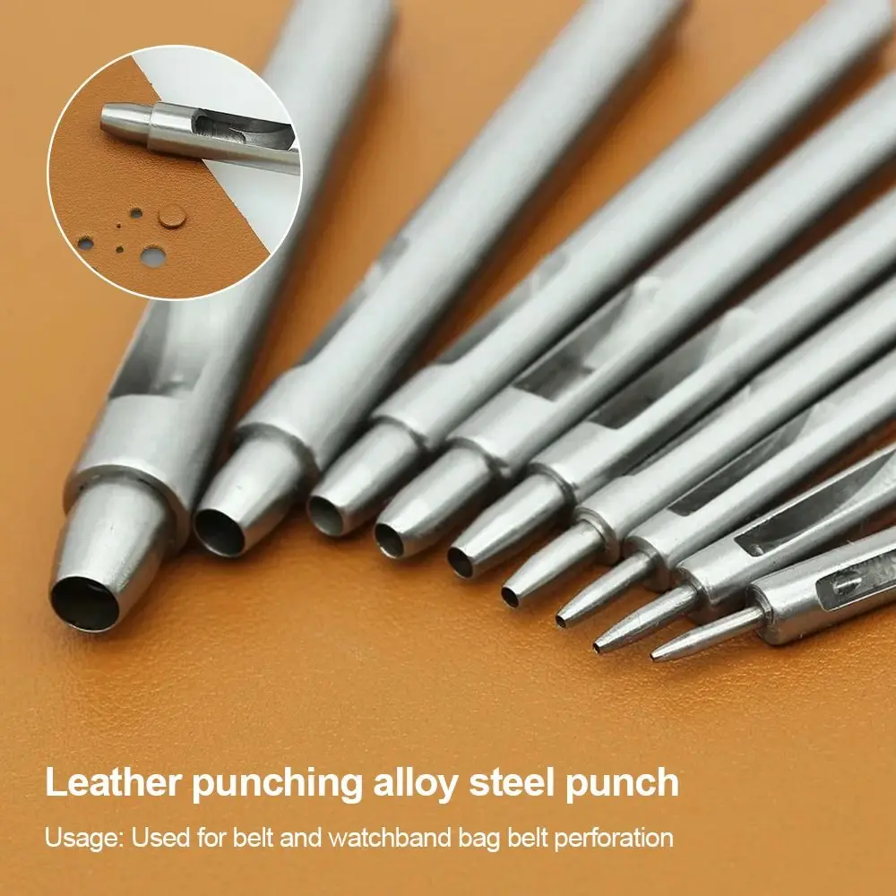 1Pcs Alloy Steel Round Hole Puncher DIY 0.5-10mm Leather Craft Tool Straight Head Leather Punch Sewing Bag Shoes Belt Watch Band