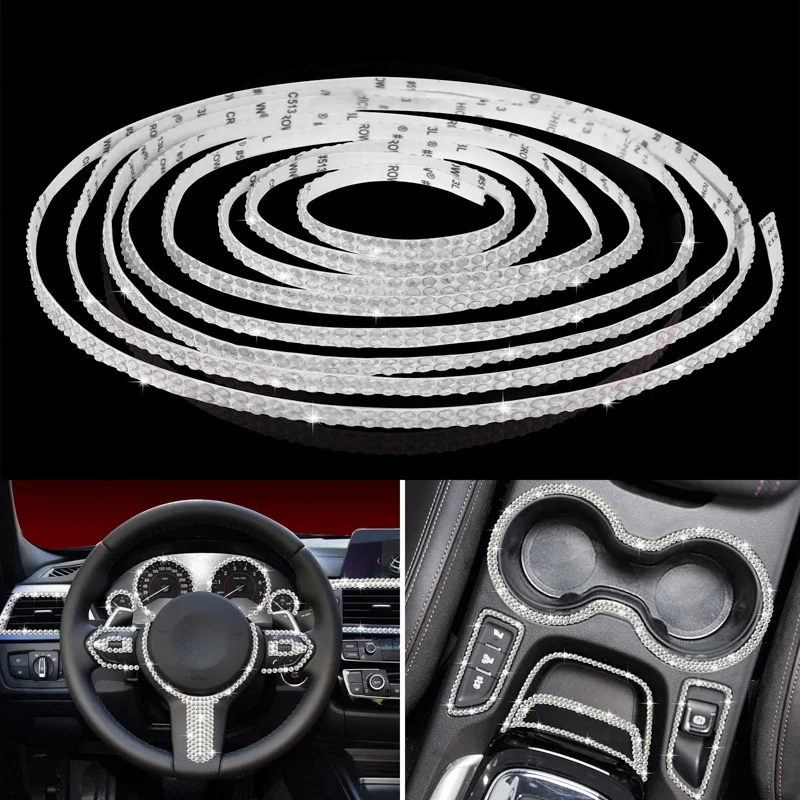 5m Crystal Diamond Car Trim Self Adhesive Bling Auto Interior Exterior Accessories Auto Dashboard Decor Car Accessories Stickers