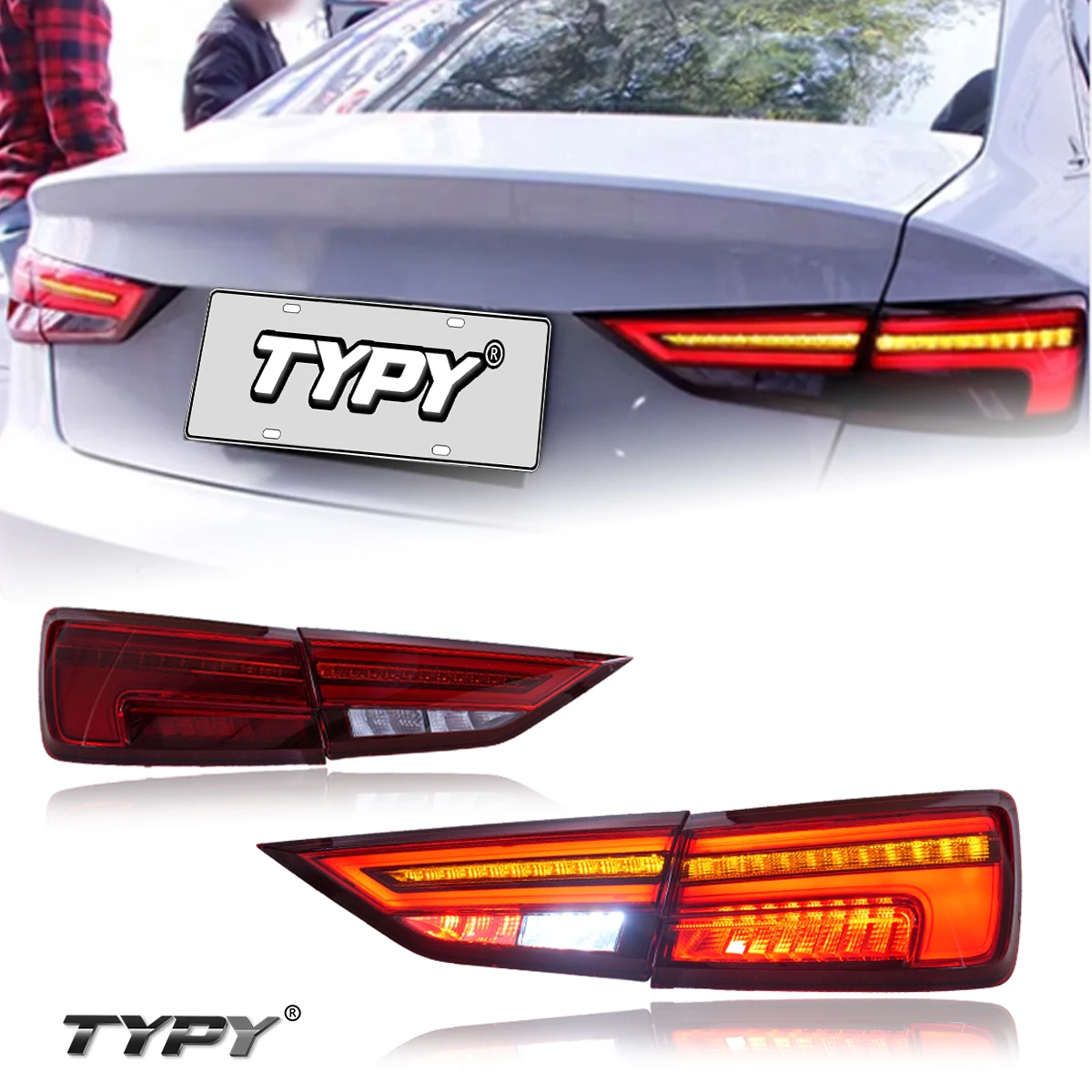 New LED sequential taillight assembly, with brake and turn signal functions, fits Audi A3 13-19, upgrade for A3 to RS3