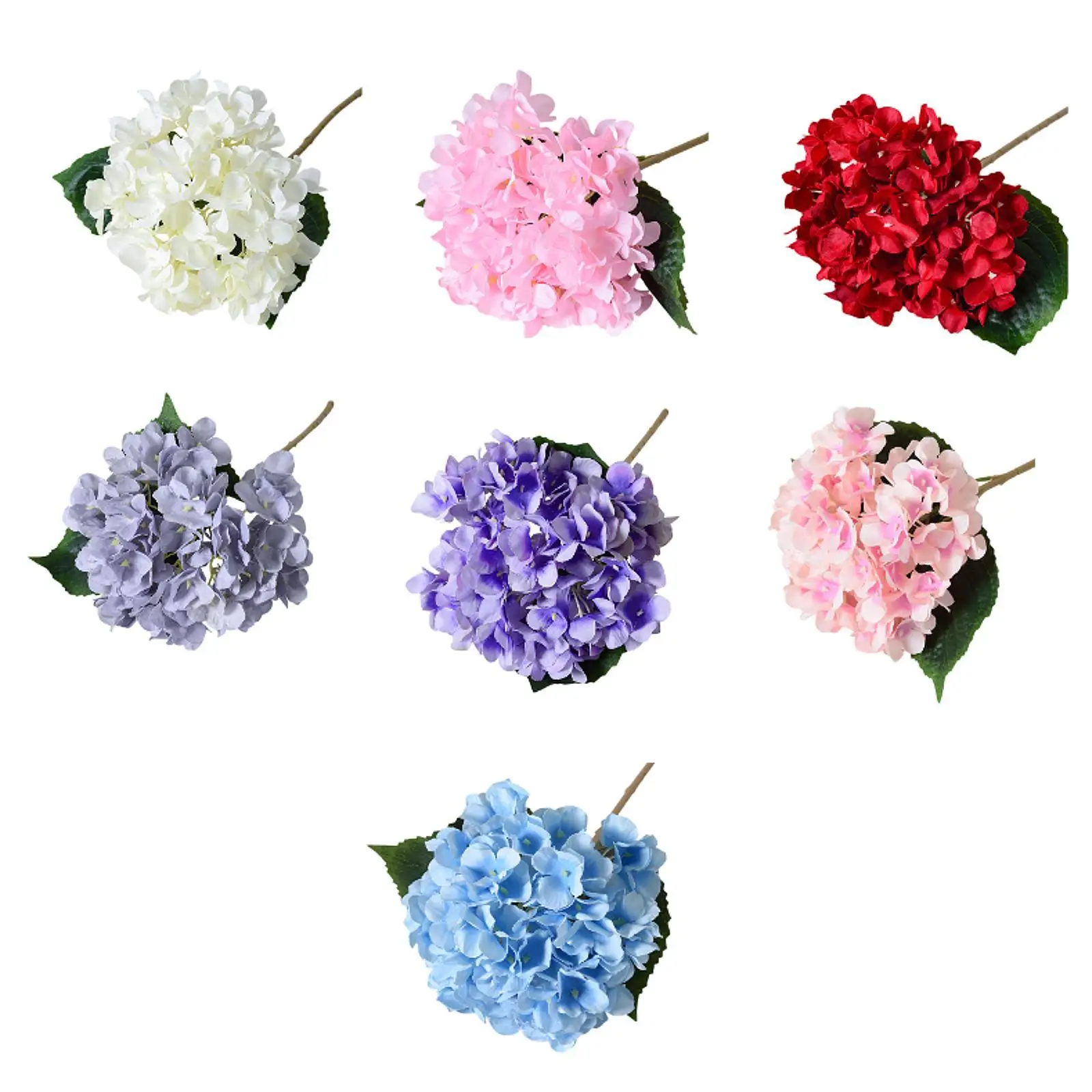 17.7inch Silk Cloth Fake Hydrangea Flower DIY Decoration Multifunctional with Green Leaves for Making Bouquets Accessories