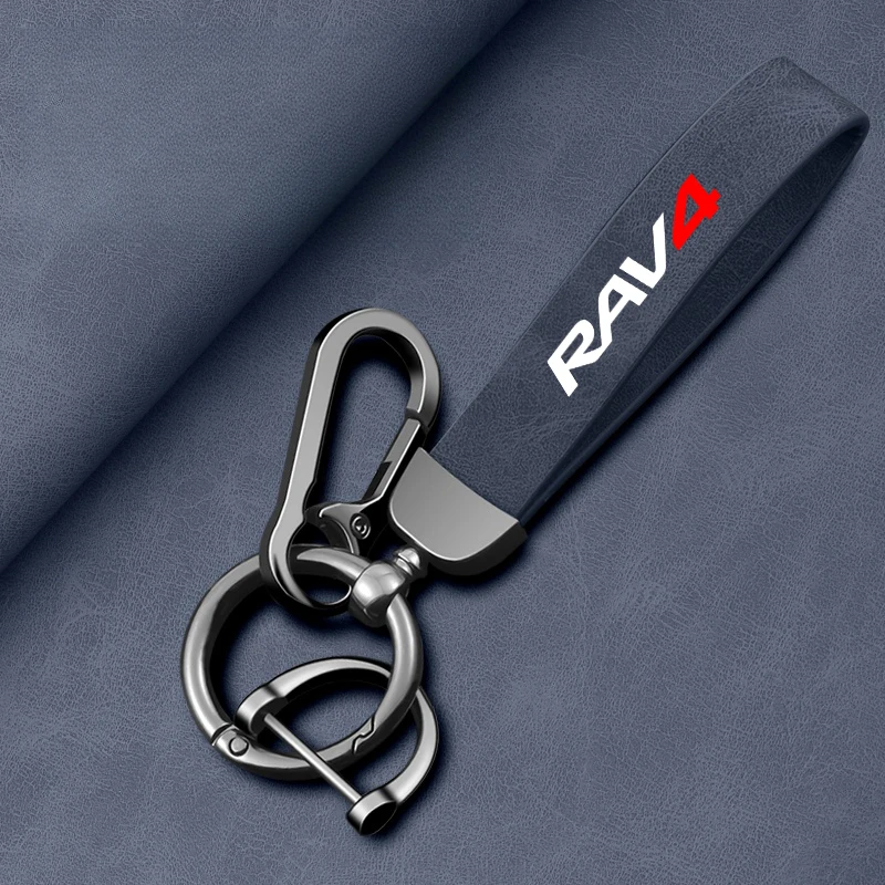 Car Key Chain Rings Metal Leather Keychain Universal Auto Motorcycle Keyring For TOYOTA RAV4 2008 2013 2017 2018 accessories