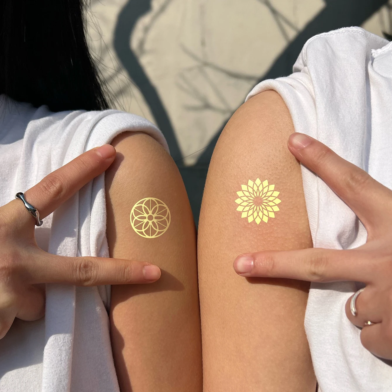 6pcs Boho Metallic Gold Temporary Tattoo Stickers Hollow Out Design Small Pattern Arm Fake Tatto Flash Party Decor Body Art