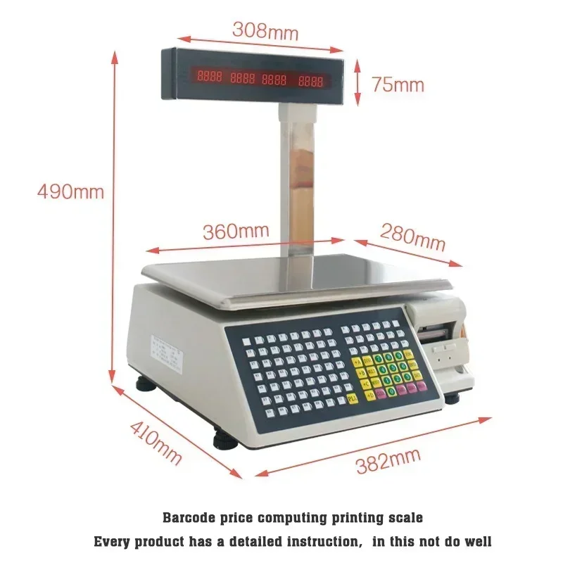 All-in-One Supermarket Checkout Scale and Label Printer (Barcode Printing Scale) TM-15A-5D