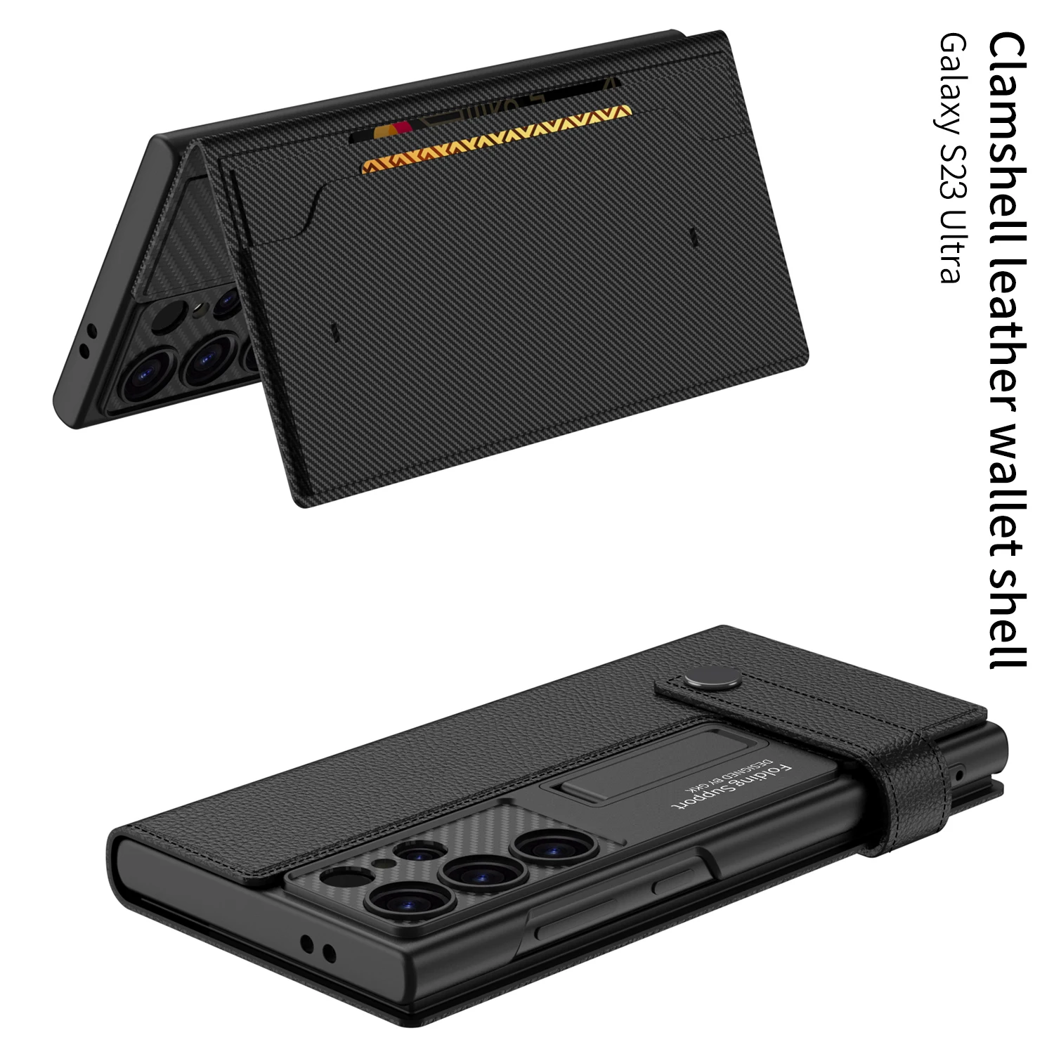 Elegant Buckle Flip Leather Stand Case For Samsung Galaxy S23Ultra / S24 Ultra / S24+ Plus Wallet Cover With Cards Slot Holder