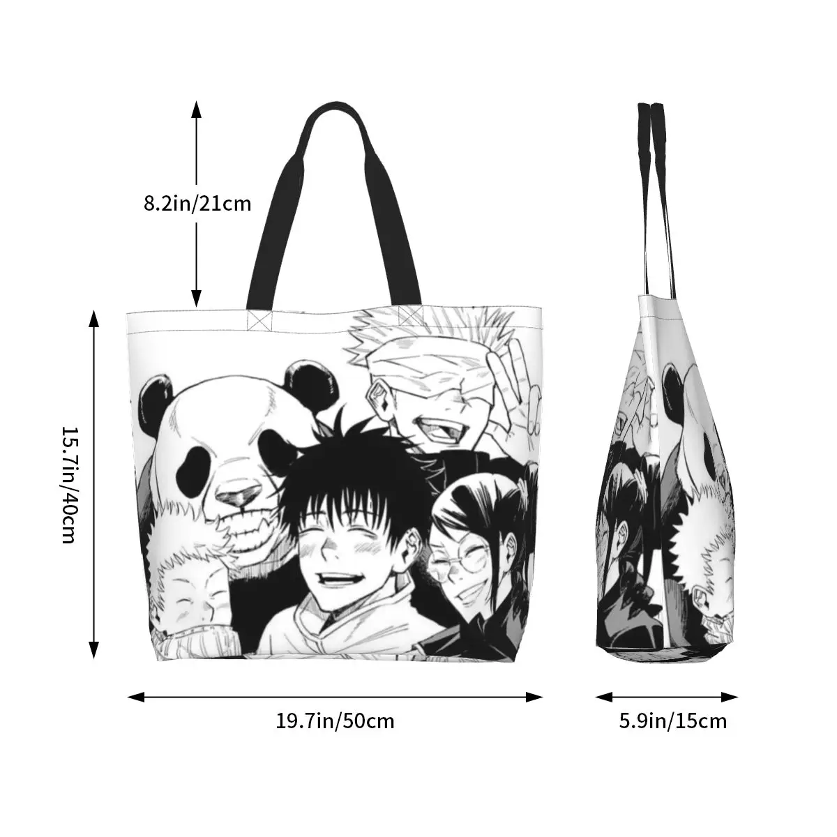 Jujutsu Kaisen 0 حقيبة تسوق قماش سعة كبيرة حقائب كتف للمتسوقين حقيبة يد البقالة للنساء