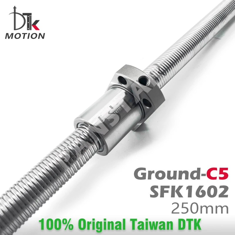 DTK Taiwan SFK1602 Ground C5 High Precision 250mm R16 Mini Ballnut CNC Miniature Inner Circulation 3D Printer Replace TBI Lead 2