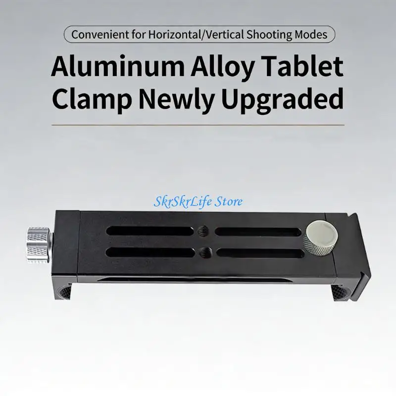 E65E Aluminum Tablet Mount Clamp With Silicone Pad Secure Grip For Various Devices In Studio Or Outdoor Filming