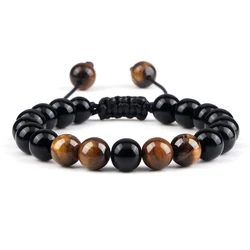 Black Lava Onyx Natural Stone Braided Bracelet Bangle For Men Women Healing Balance Tiger Eye Buddha Bracelet Charm Yoga Jewelry
