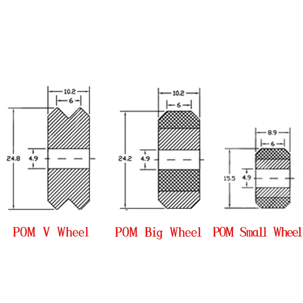 1/5/10/24PCS CNC Plastic POM Big Small Wheel With Bearing Idler V-Slot Aluminum Profile Perlin Pulley For 3D Printer Ender3 V2