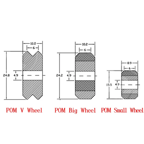 Imagen 2 del producto Rueda pequeña grande POM de plástico CNC, 1/5/10/24 Uds., con rodamiento tensor, ranura en V, perfil de aluminio, polea Perlin para impresora 3D Ender3 V2