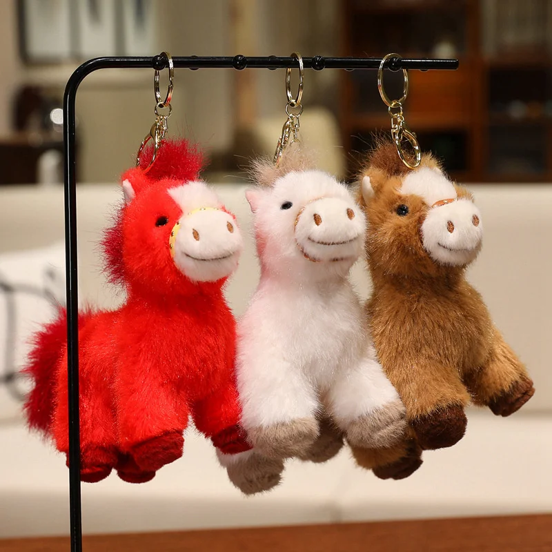 15/25/35cm 작은 말 플러시 장난감 펜던트 말의 해 새해 마스코트 플러시 인형 키체인 어린이 선물 홈 데코