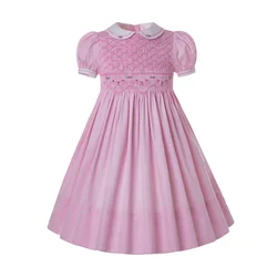 Pettigirl Summer Kids Children Pink Vintage Spanish Smocked Princess Dresses for Toddlers Baby Girls Flowers 2345681012 Years