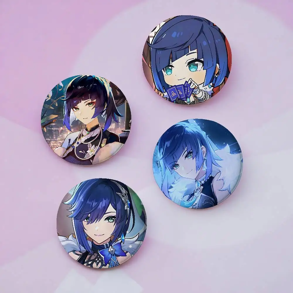 Cartoon Yelan Game Brooches Stylish Ornament Pins Exquisite Round Badge Bag Accessories Jewelry Gifts