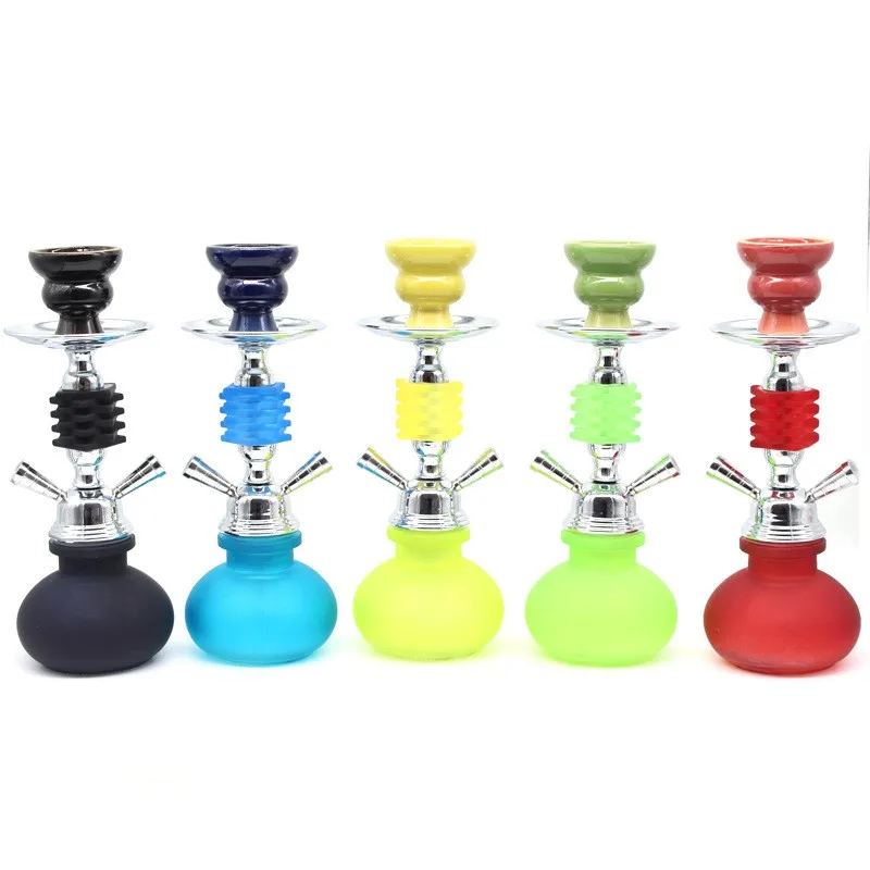 Water Pipe Pipes Smoking Grass Double Tubes Shisha Hookah Full Set Mini Portable Metal Hookah Hooka Lighters Accessories Home