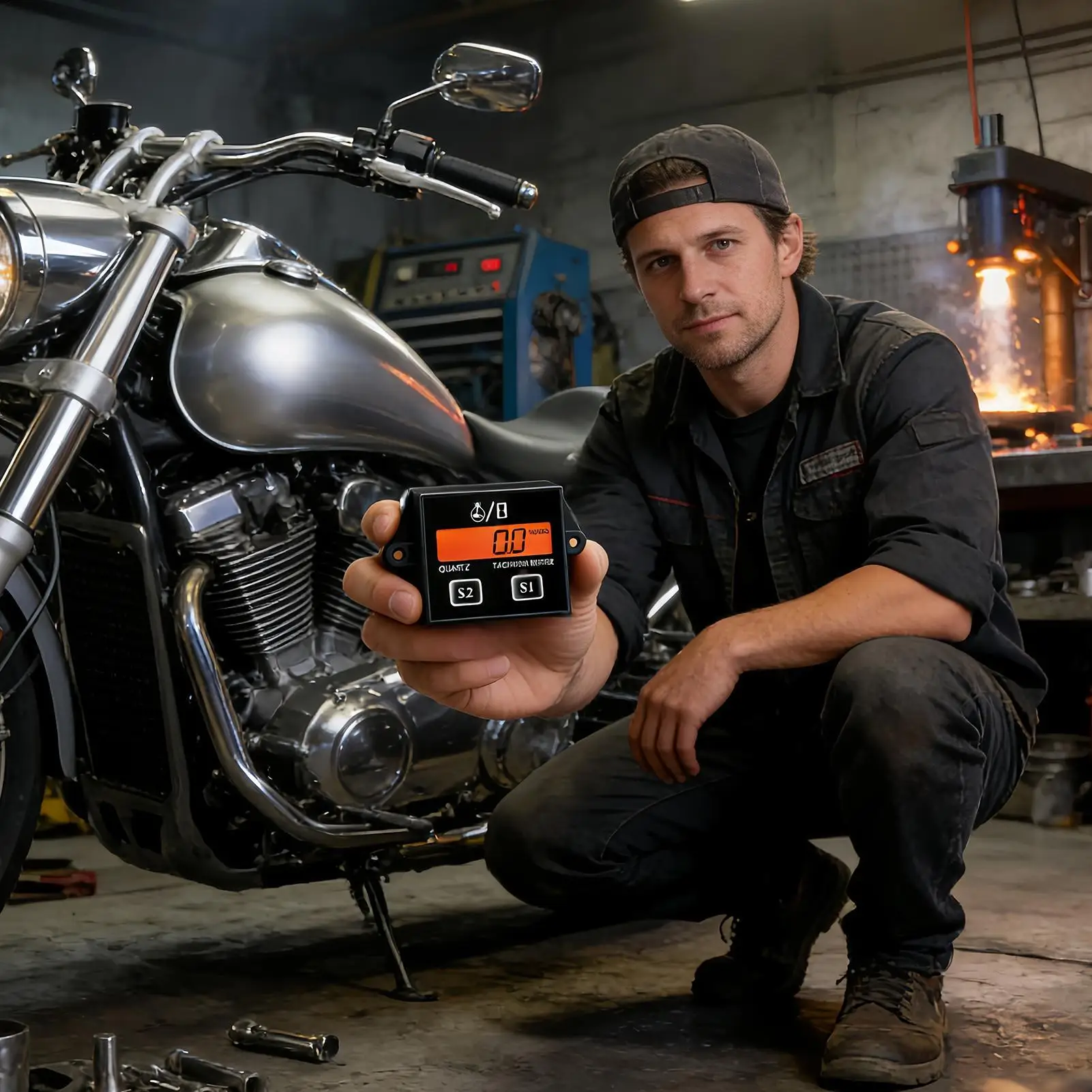 Small Engine Tachometer Real-Time RPM Display Meter Support Tool Engine RPM Meter for Friends Men Outdoor Repair Maintenance