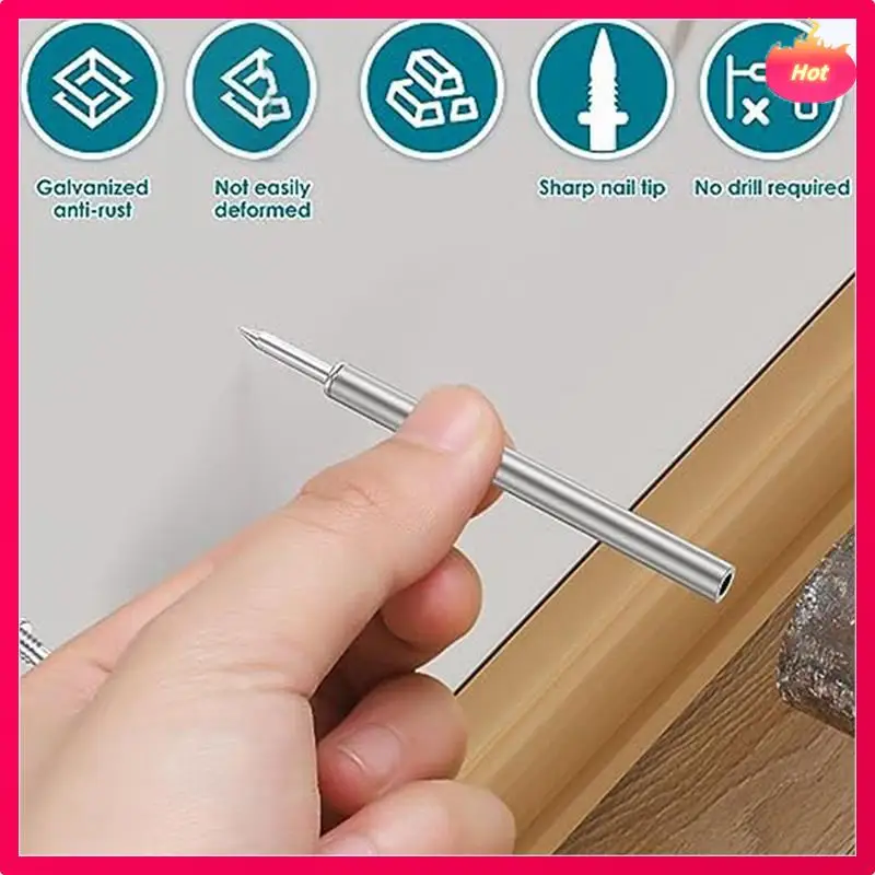 400 Pcs Double-Head Skirting Thread Seamless Nail,Rust-Proof No Trace Skirting Thread Screws Set With 4 Rods, With Nail
