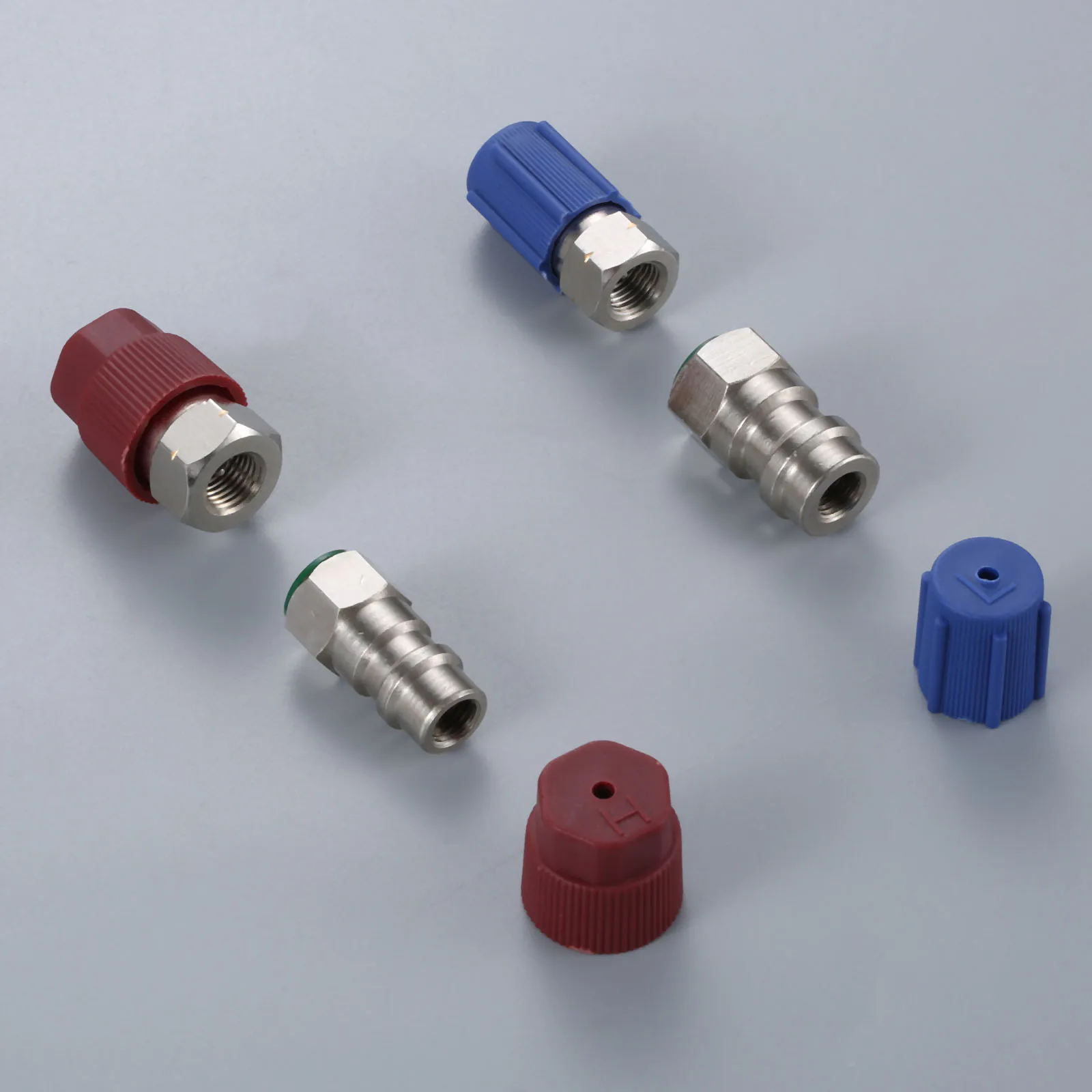 Straight Adapters w/ Valve Core & Service Port Caps AC R12 R22 To R134a Retrofit Parts Kit Conversion Adapter Valve Fitting